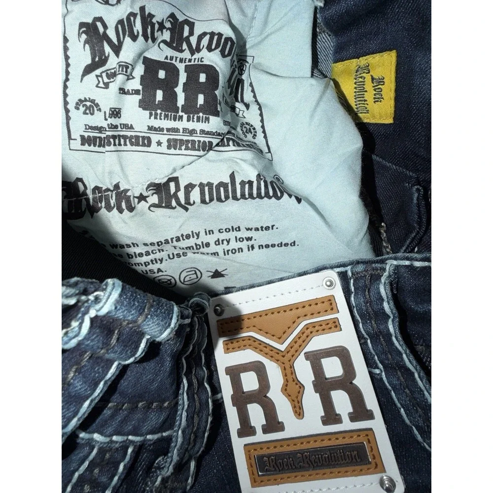 NWT Rock Revolution RR Straight Fit Jeans Men's 28x30 Dark Wash Denim